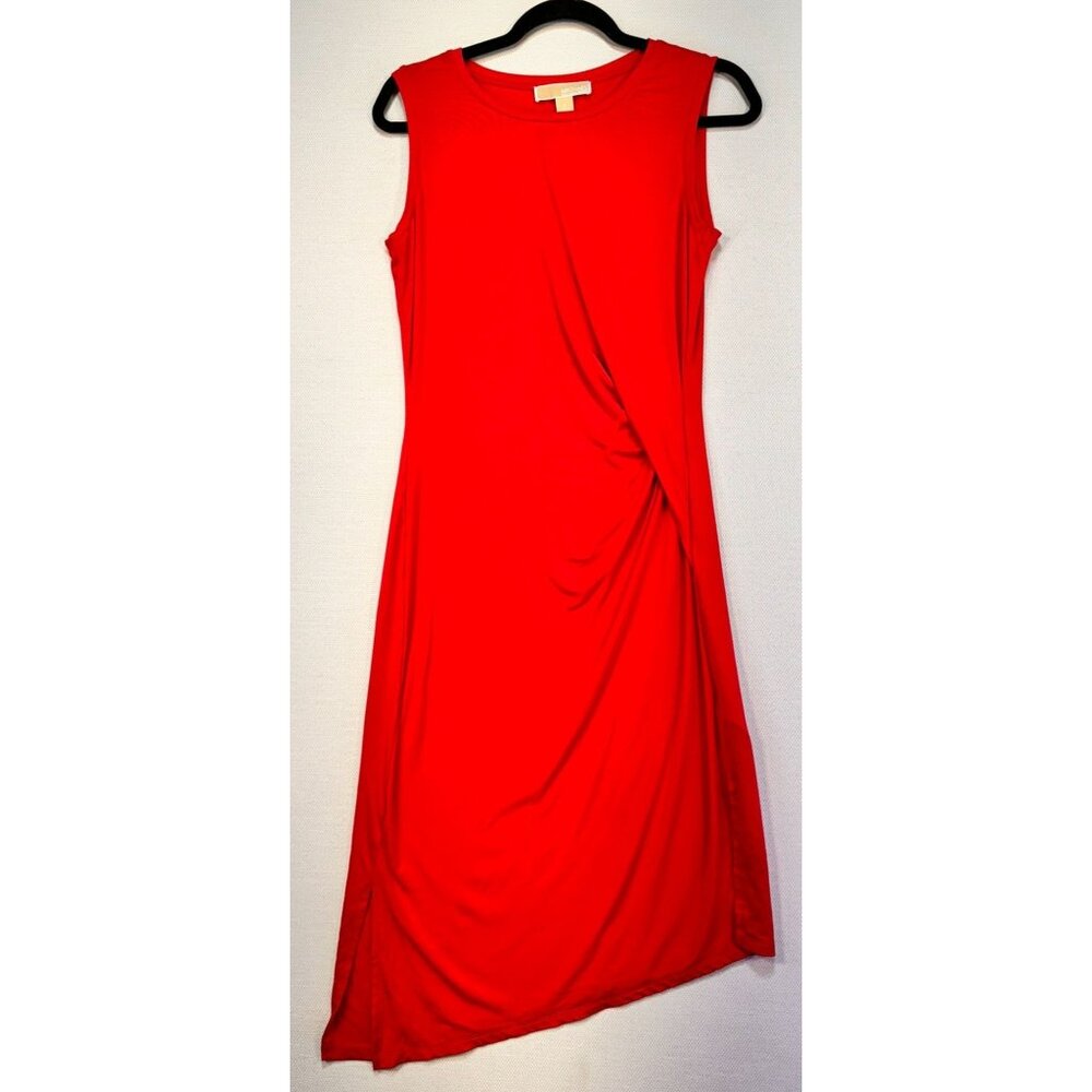 Michael Kors Asymmetrical Dress Medium Red Viscose & Elastane Blend